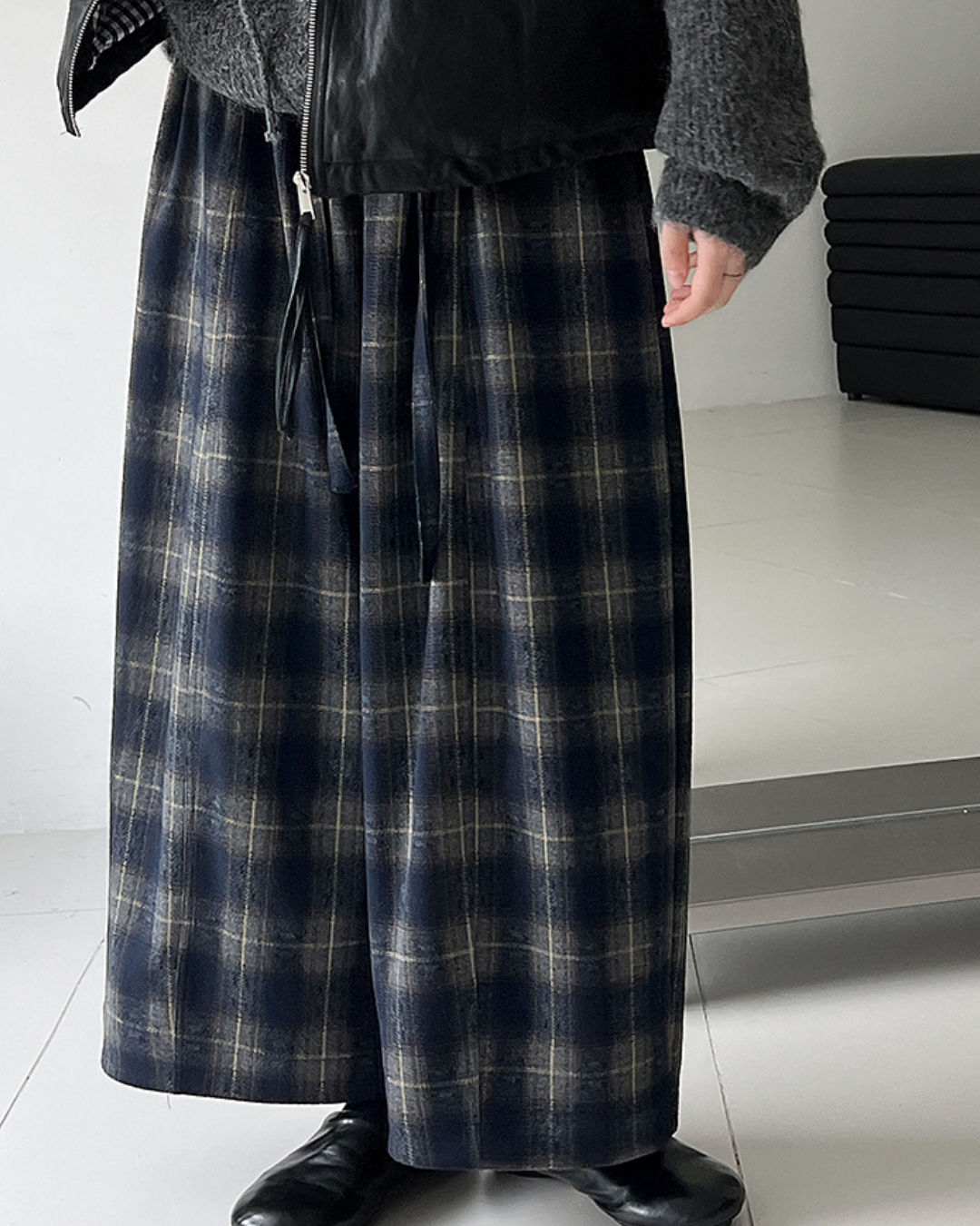 ソフトタッチチェックワイドパンツ 2769