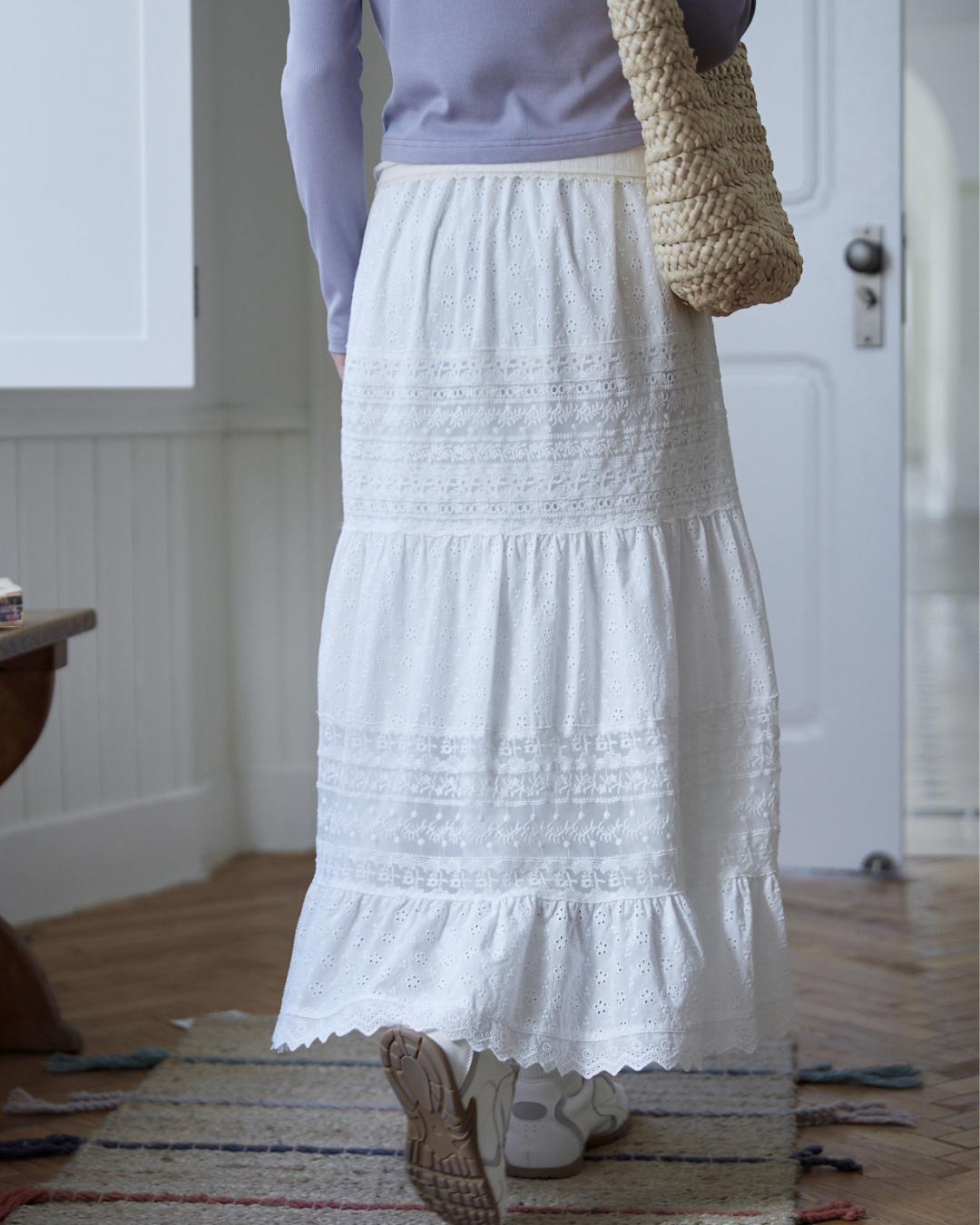 ハイウエスト刺繍フレアロングスカート 2226