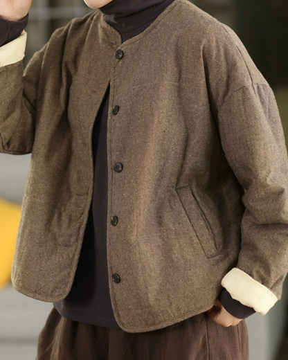 ソフトタッチキルトノーカラーショートジャケット 2772