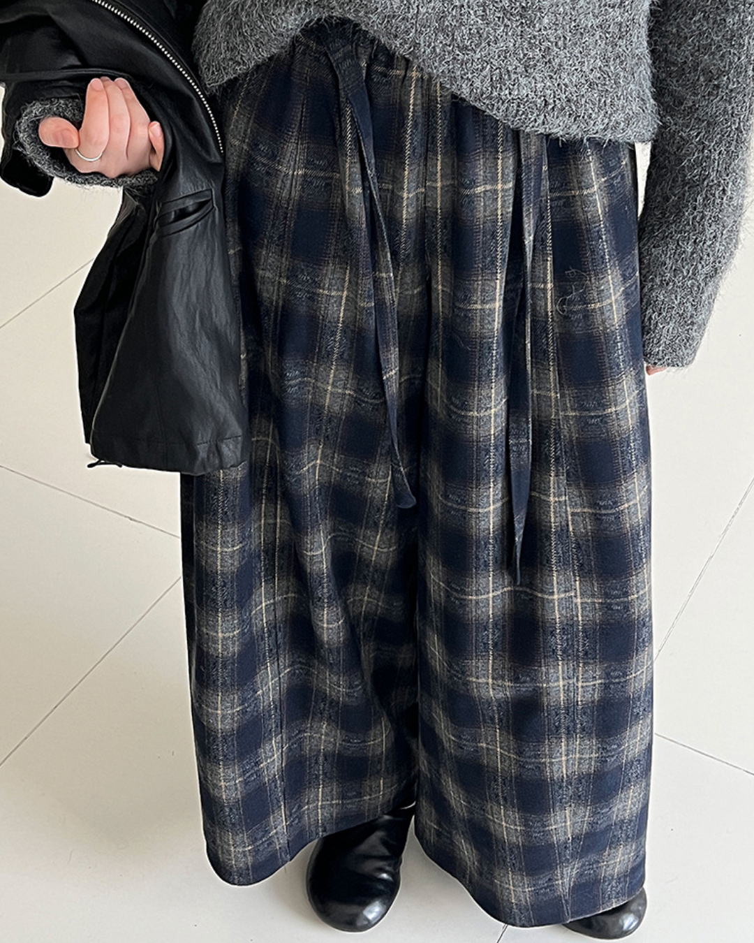 ソフトタッチチェックワイドパンツ 2769