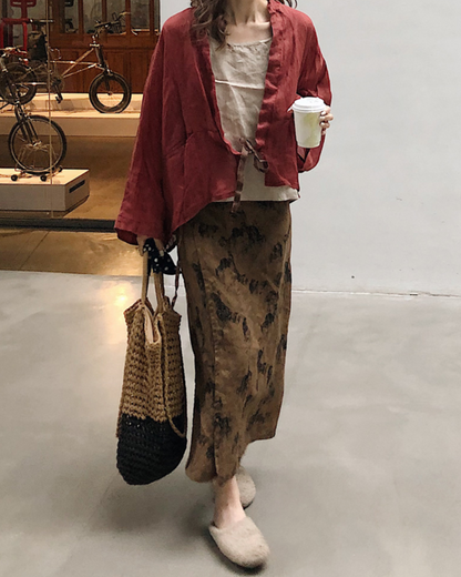 モダンレトロデザインラップスカート 2659