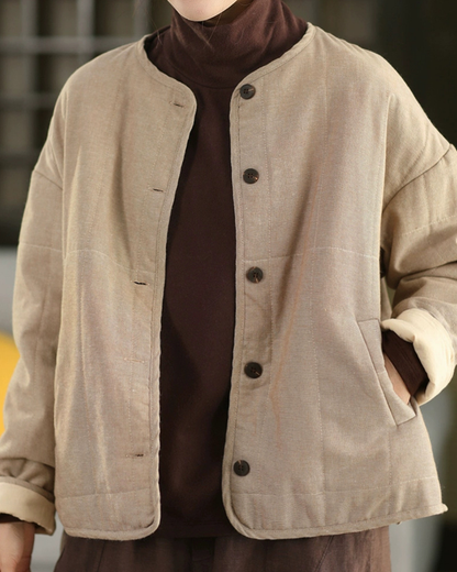 ソフトタッチキルトノーカラーショートジャケット 2772