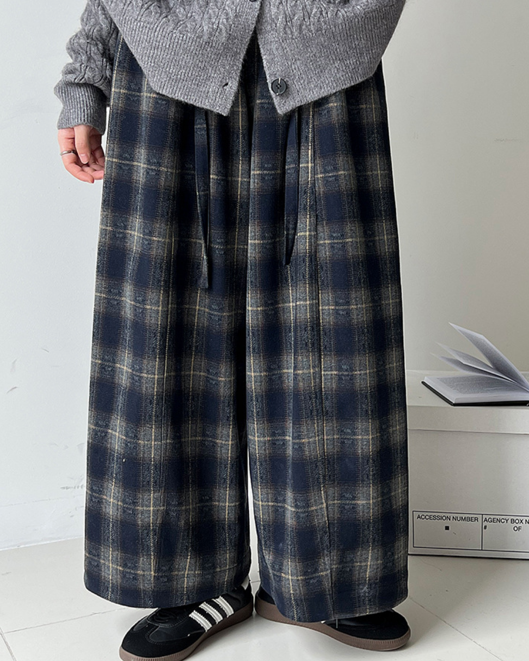ソフトタッチチェックワイドパンツ 2769