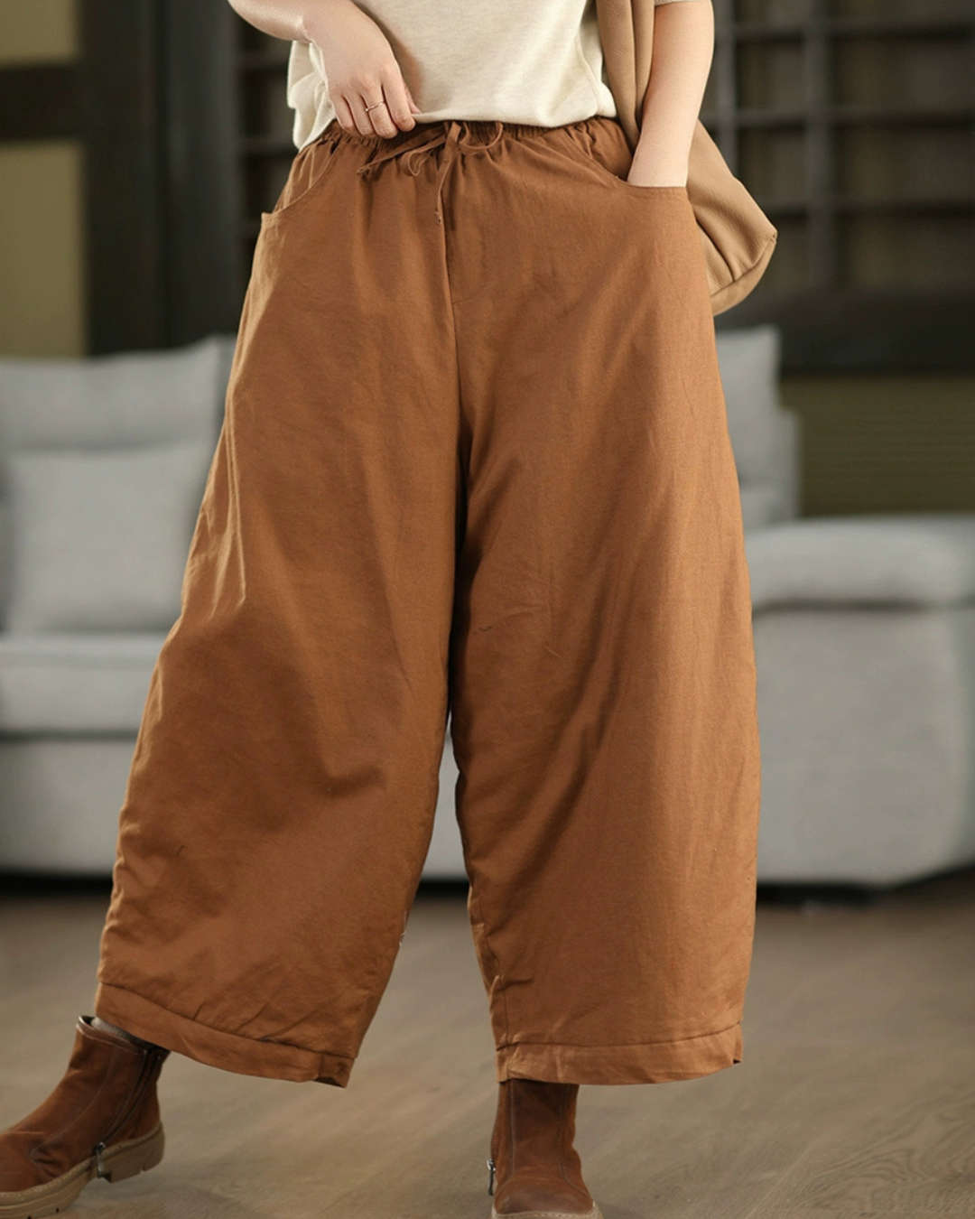 ビッグポケットキルティングワイドパンツ 2777