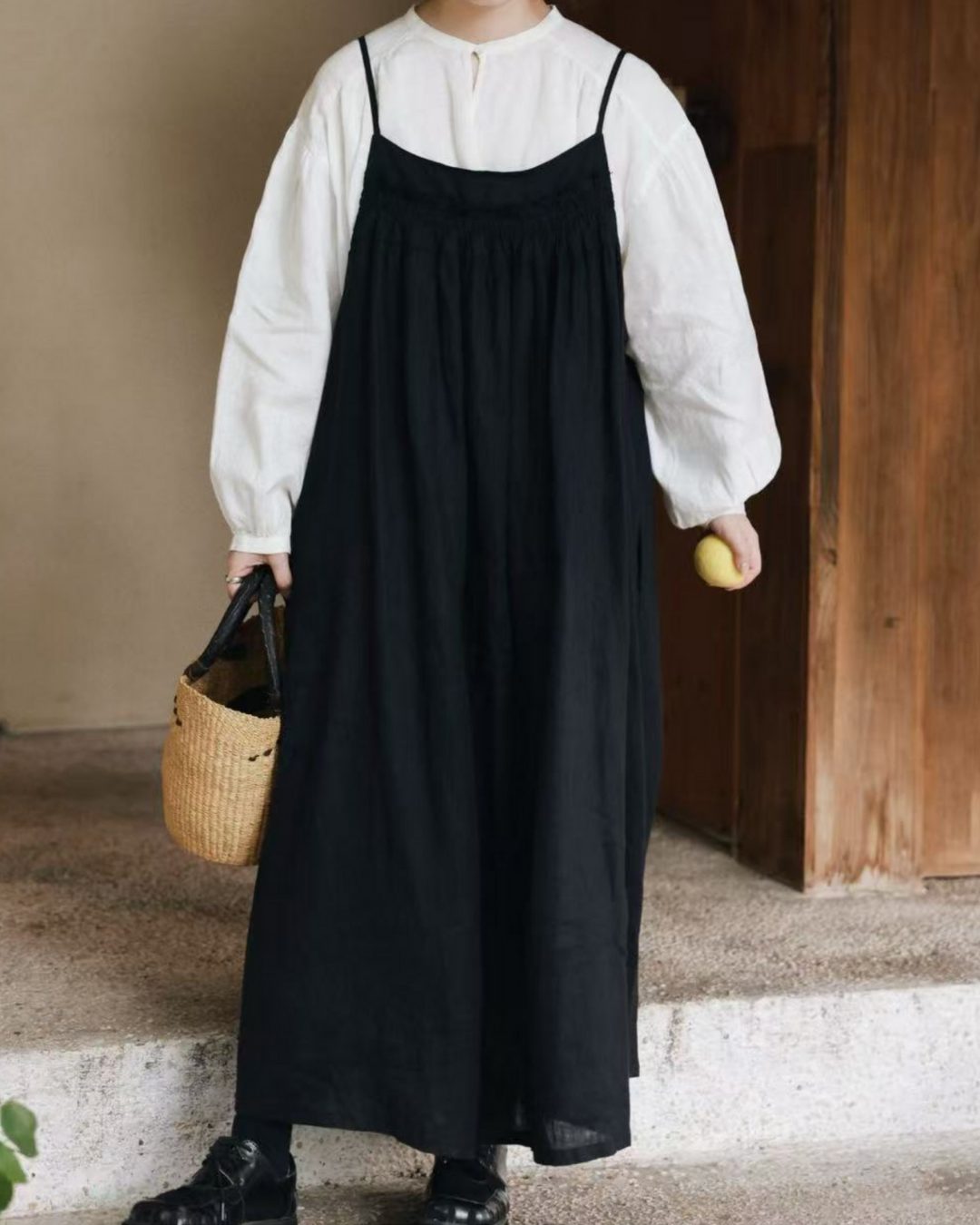 バックボタンデザインエプロンドレス 2763