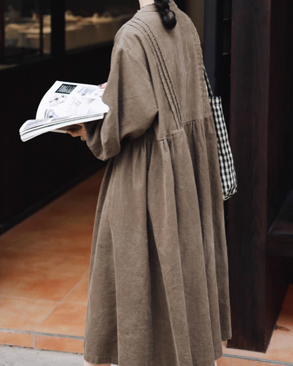 フリルネックコーデュロイレースラインワンピース 2758