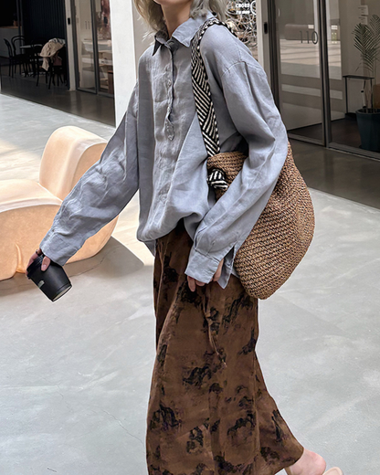 ナチュラルファブリックポロロングシャツ 2720