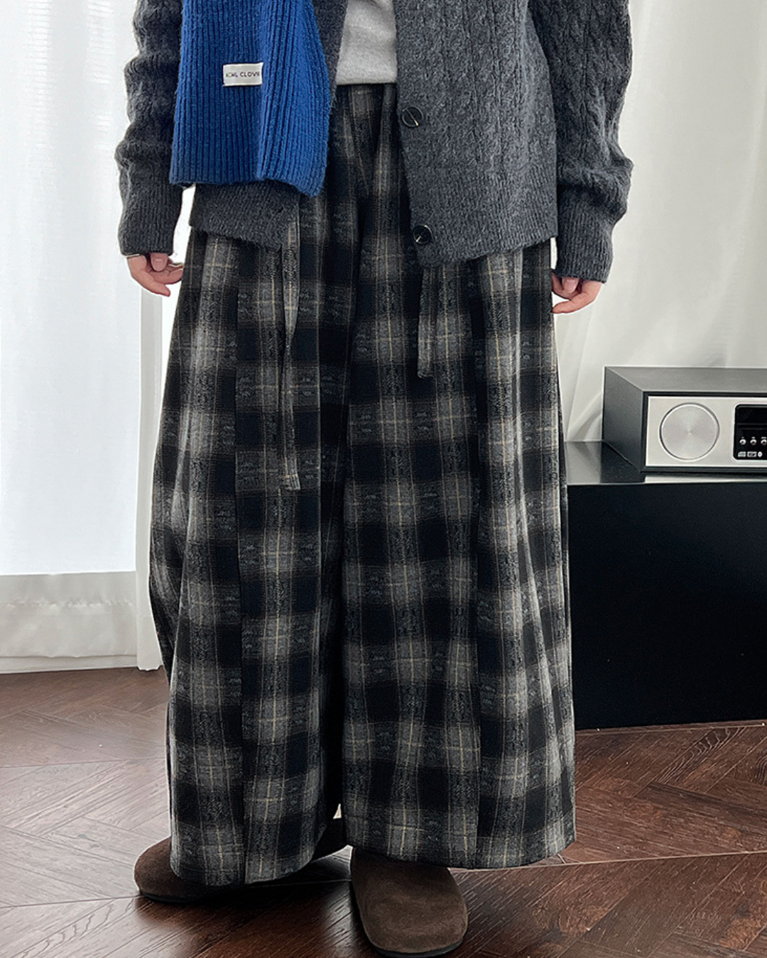 ソフトタッチチェックワイドパンツ 2769